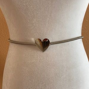 Vintage Silver Heart stretch belt
